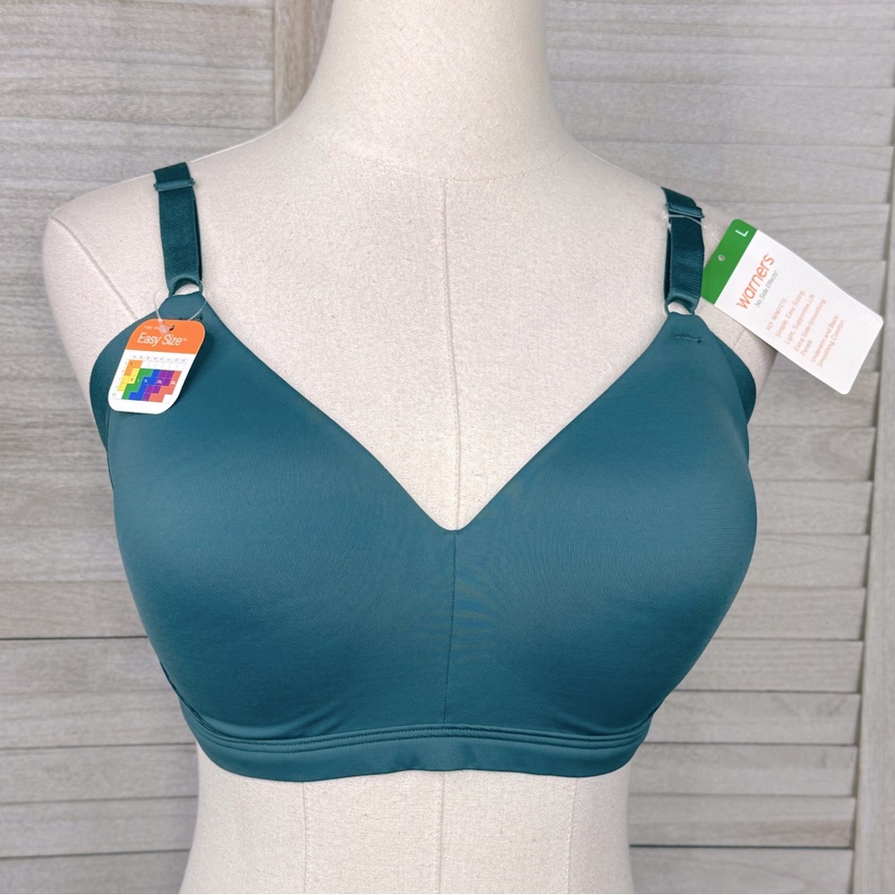 WARNER'S "No Side Effects" Wireless Lift T-Shirt Bra Teal-Large